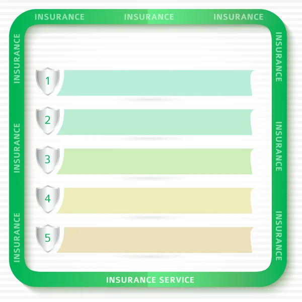 Insurance-company-list-of-services-green-frame — Archivo Imágenes Vectoriales