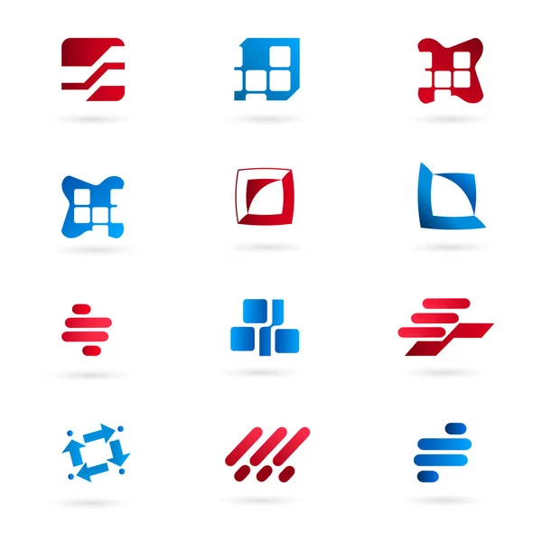 Set-Red-Blue-Icons-Isolated-On-White-Background — Vector de stock