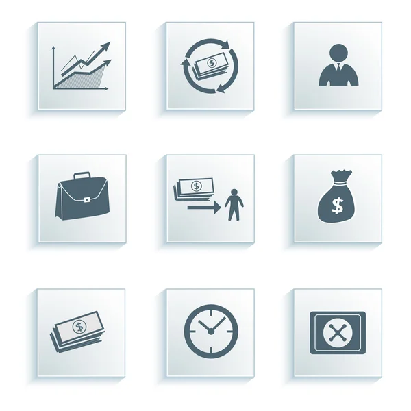 Banking-Icon-Set-on-a-Gray-Background-Effect-Paper — Stockový vektor