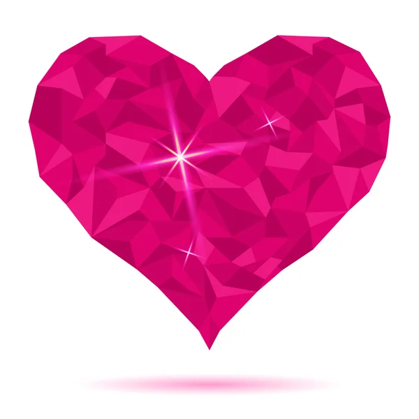 Love-Heart-Crystal-Purple-on-White-Background — Stockvector