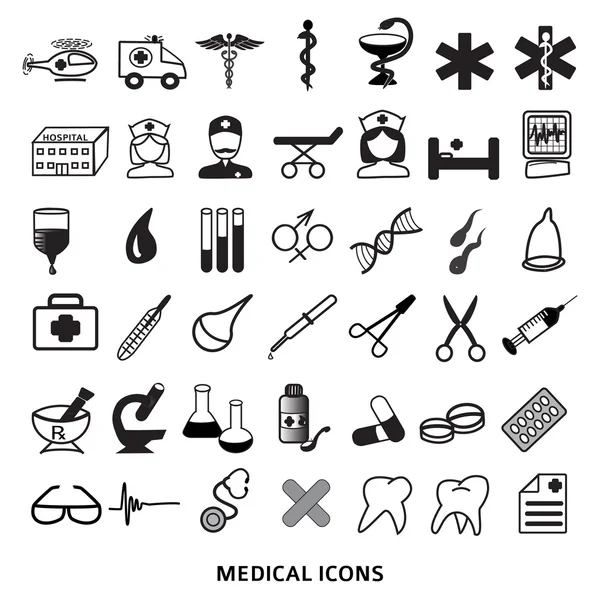 Set-of-Icons-Medicine-Medical-Care-Pharmacy-Health — Archivo Imágenes Vectoriales