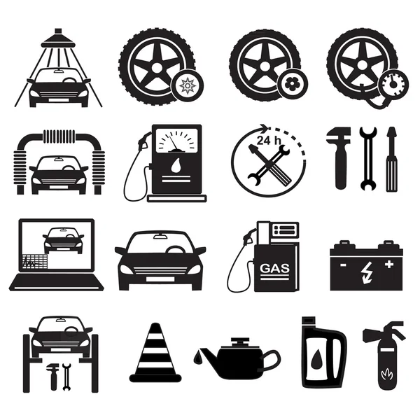 Set-of-Icons-Service-Car-repair-Isolated — Archivo Imágenes Vectoriales