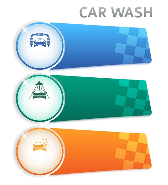 Carwash-layout-horizontal-banner-Button-Isolated — Archivo Imágenes Vectoriales
