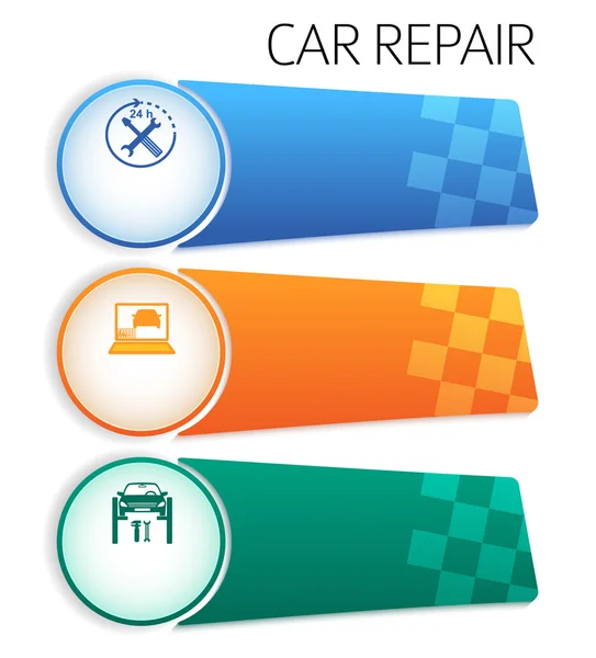 Serviço-carro-reparação-botão-horizontal-banner-isolado — Vetor de Stock