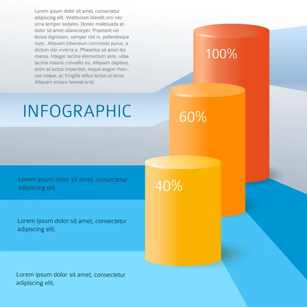 Infographics-silindirik-çubuk grafik-istatistik-şablon — Stok Vektör