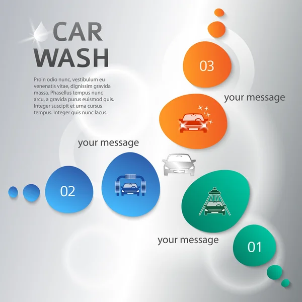 Car-Wash-Brochure-Page-Background-with-Steel-Bulb — Stockový vektor