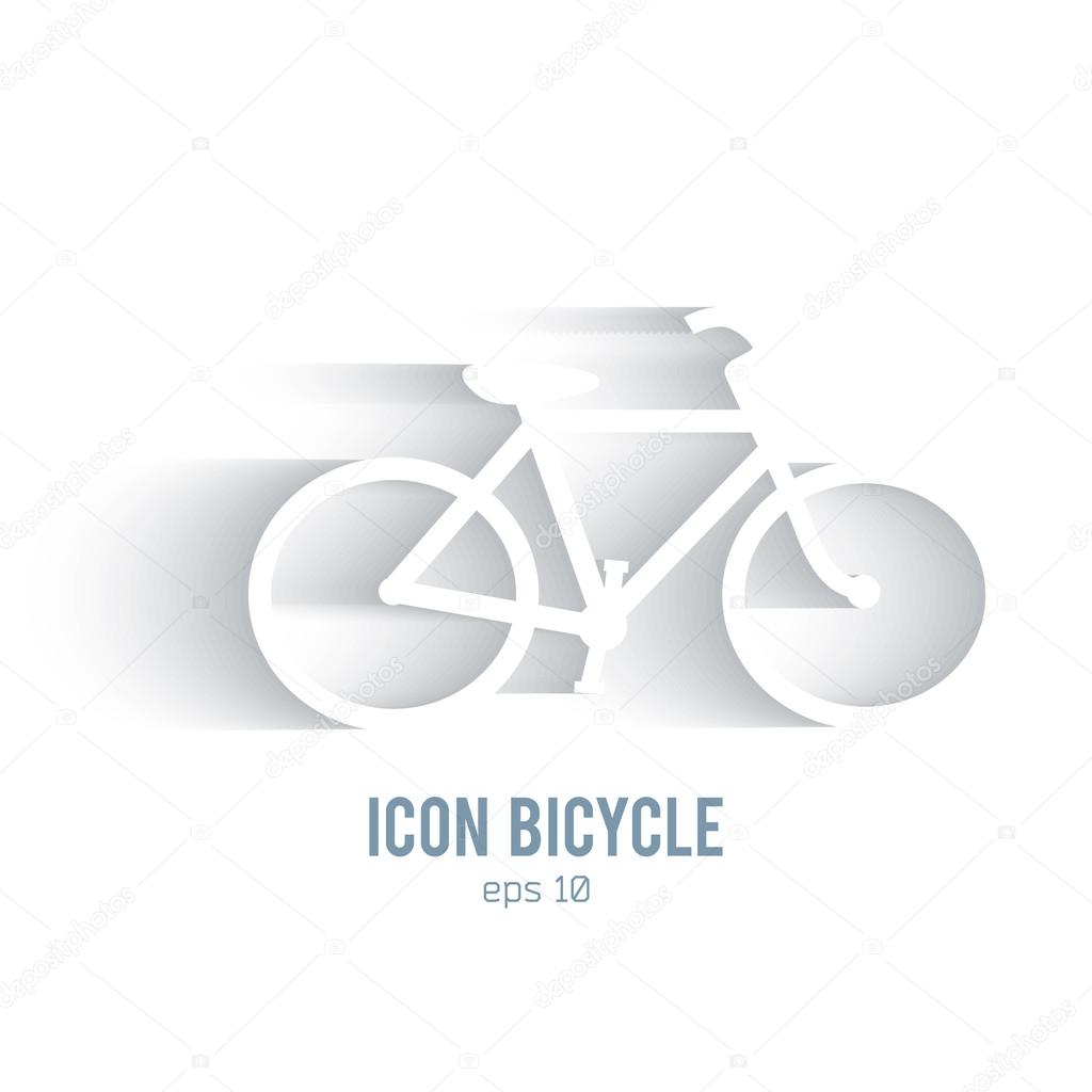 Bicycle silhouette icon on white background with shadow. Healthy lifestyle, cycling sport and wellness concept. Vector illustration eps 10