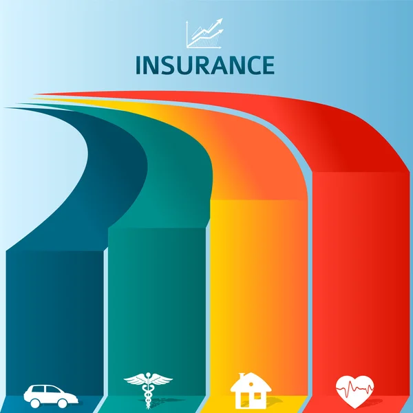 Insurance-brochure-template-infographics-colored-stripes — ストックベクタ