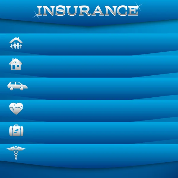Assicurazione-servizi-concetto-su-sfondo blu-carta — Vettoriale Stock