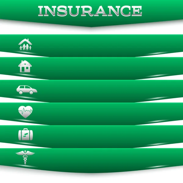 Versicherungsdienstleistungen-Konzept-auf-weißem-Hintergrund-grüner-Streifen-Karte — Stockvektor
