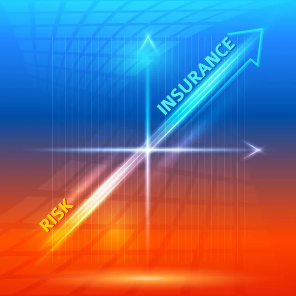 Konzept-Versicherung-Risiko-heiß-orange-blau-Hintergrund — Stockvektor