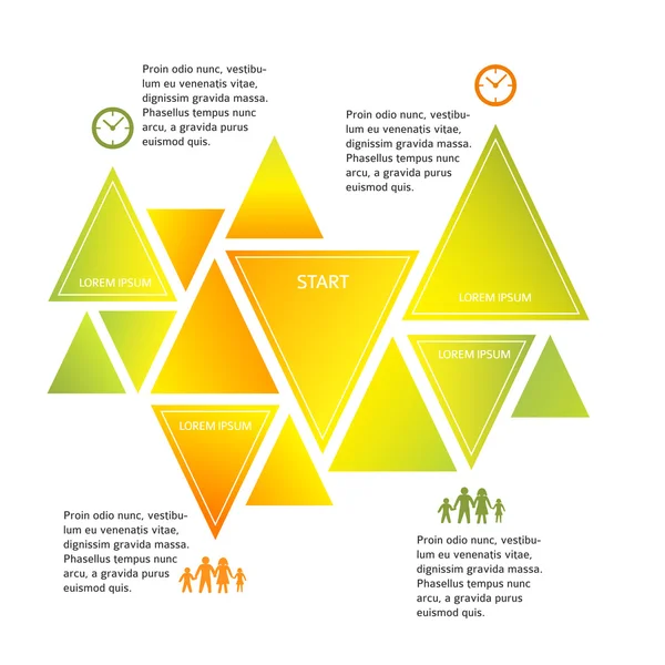 Achtergrond-gloeiende-licht-driehoek-infographics — Stockvector