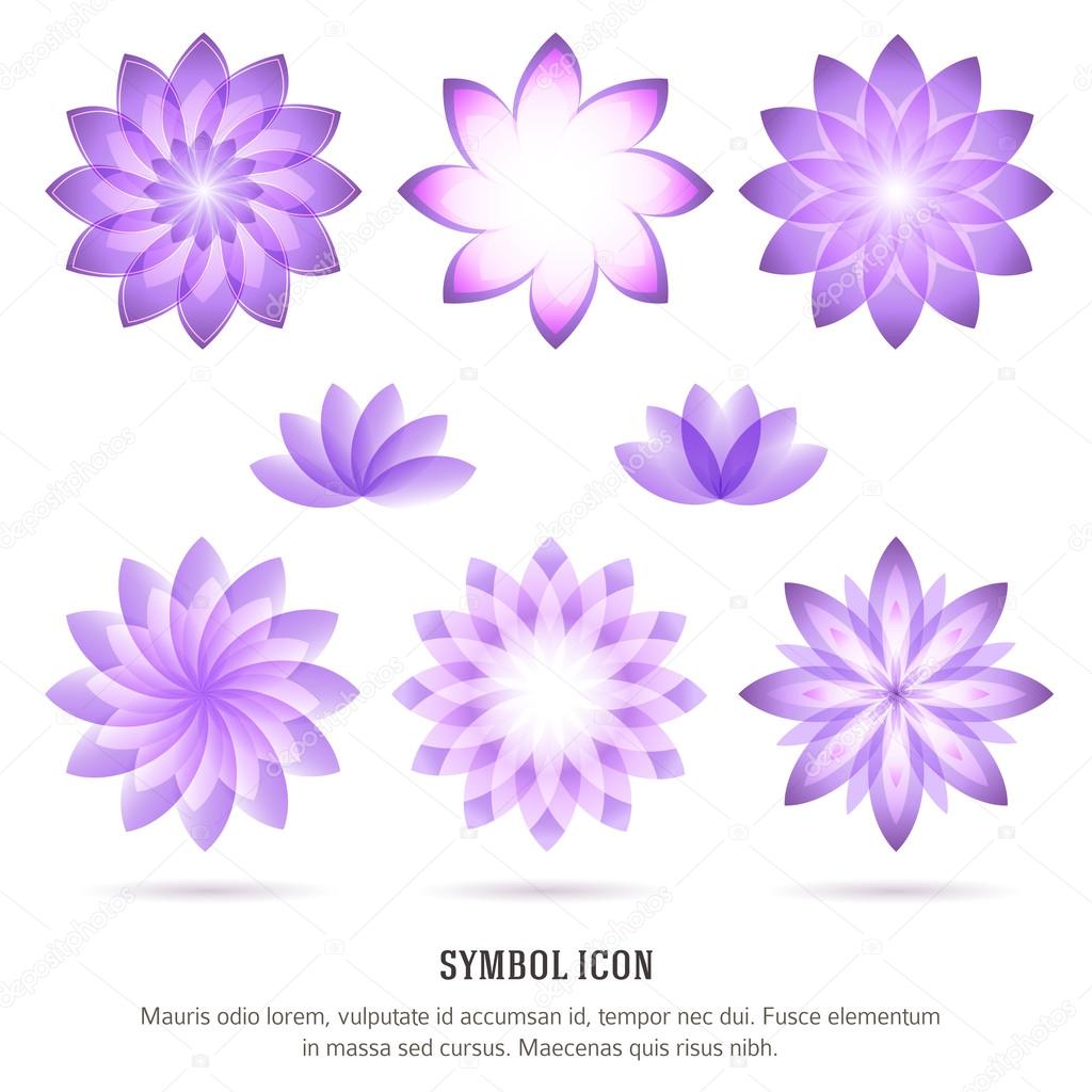 Set flowers abstract vector icons design template. Health & SPA creative idea. concept symbol icon for boutique, beauty salon, cosmetician, shop, yoga class, hotel and resort. Vector illustration
