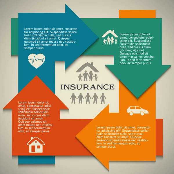 Insurance-arrow-circle-layout-template-banner — Stock Vector