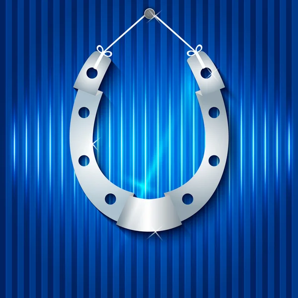 Silver-horseshoe-blue-background-vertical-lines — Stock Vector