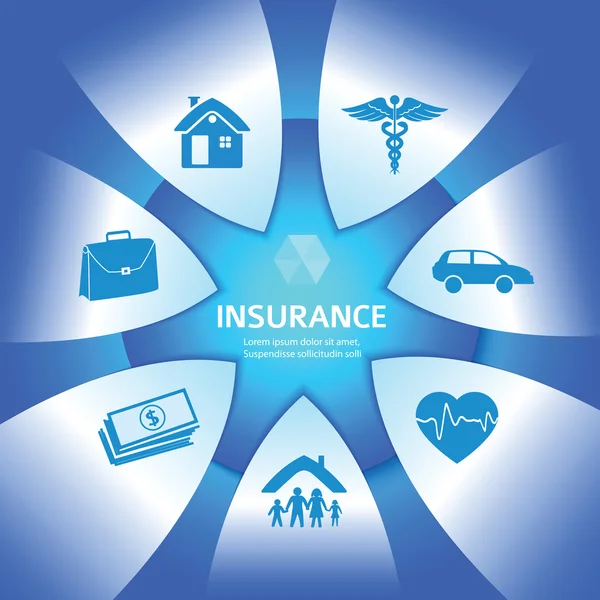 Versicherungsdienstleistungen-leuchtet-hell-blau-Hintergrund — Stockvektor