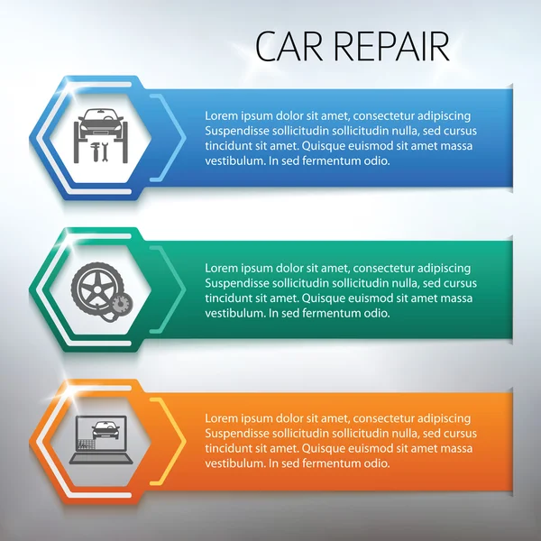 Car-Repair-Horizontal-banner-set-Gray-background — Διανυσματικό Αρχείο