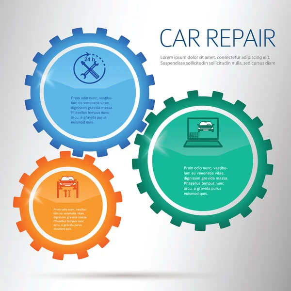 Инфографические механизмы ремонта автомобиля на фоне мела — стоковый вектор