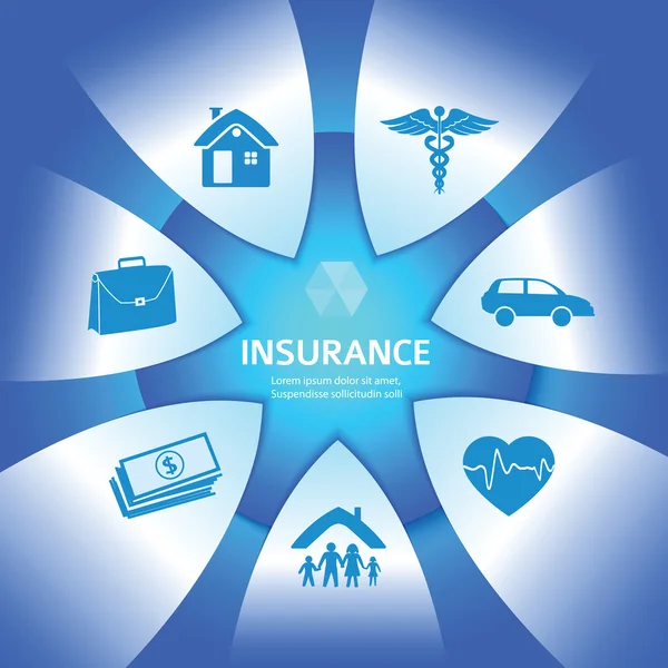 Insurance-Services-glows-Bright-Blue-Background Stok Illüstrasyon