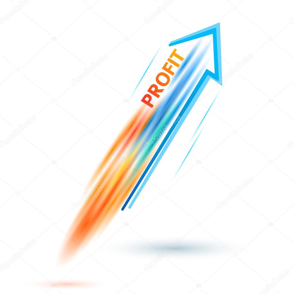 profit-concept-of-business-success-arrow-rocket-white-background