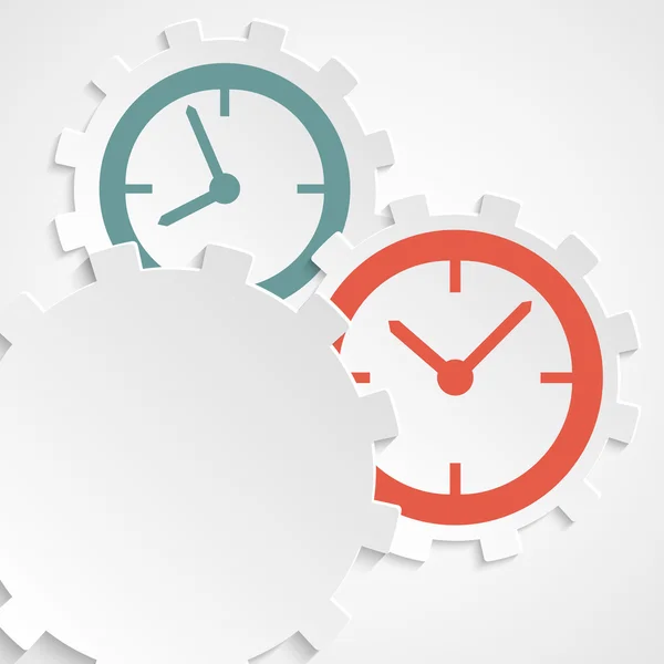 Concepto de reloj de tiempo en el icono de engranaje de papel de corte — Vector de stock