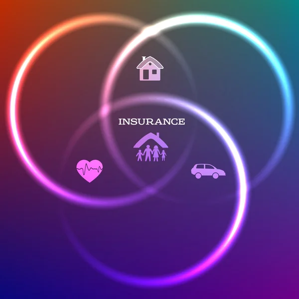 Концепция семейного страхования темный фон светящиеся круги — стоковый вектор