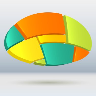 3D Eğri oval tasarım öğesi infographics