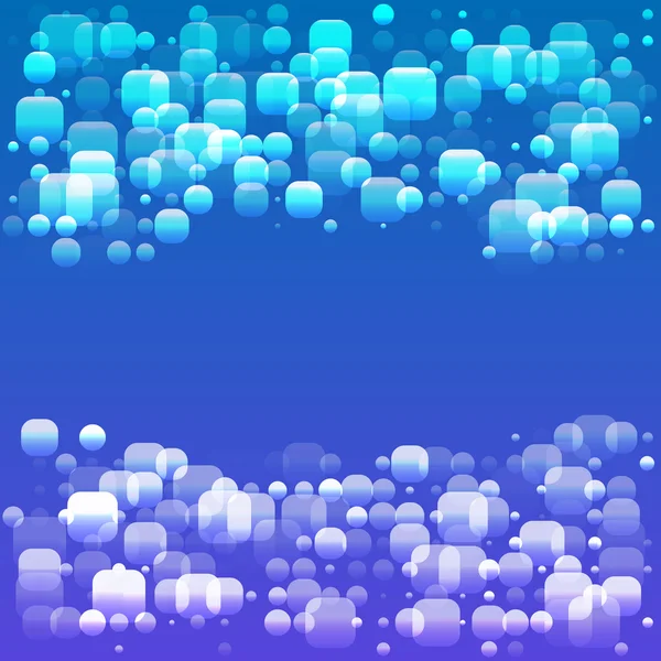 Bombillas de fondo azul burbujas espuma etiqueta — Vector de stock