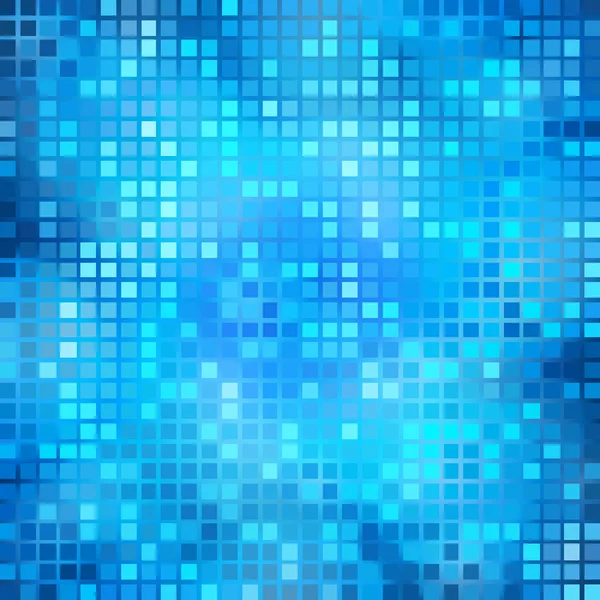 Leuchtend blau leuchtende Mosaikquadrate Reflexionsbecken — Stockvektor