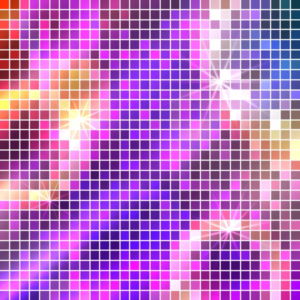 Lumineux étincelant mosaïque carrés disco pop — Image vectorielle