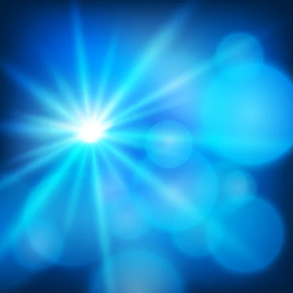 Efecto azul estrella fondo luz rayos brillantes — Vector de stock