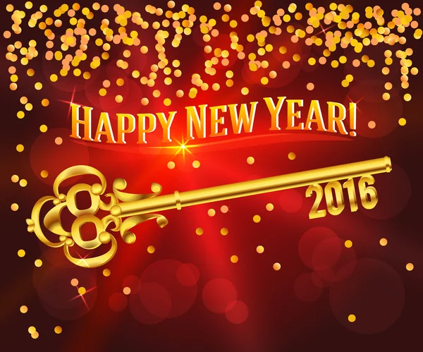 Feliz año nuevo 2016 tarjeta de oro felicitaciones — Vector de stock