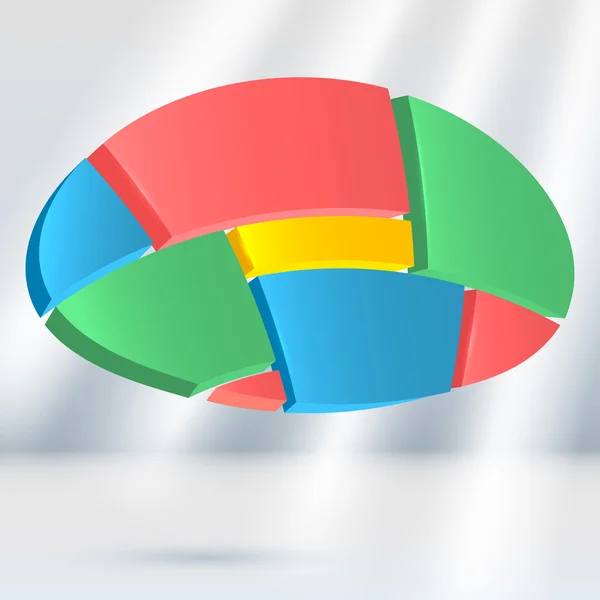 Estadísticas pastel 3d envolvente forma curva estilo infografías — Vector de stock
