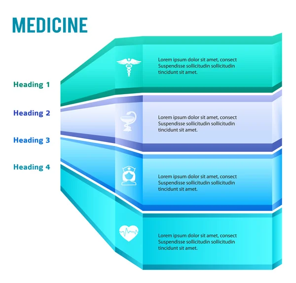Presentazione Infografica di medicina modello strisce incandescenti — Vettoriale Stock