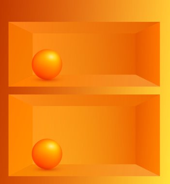 3d effect shelf orange ball background