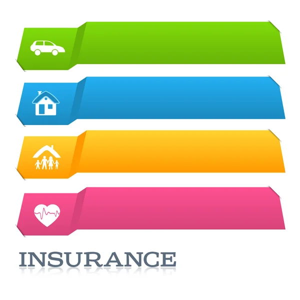 Insurance horizontal banner page title cut tabs effect — Stock Vector