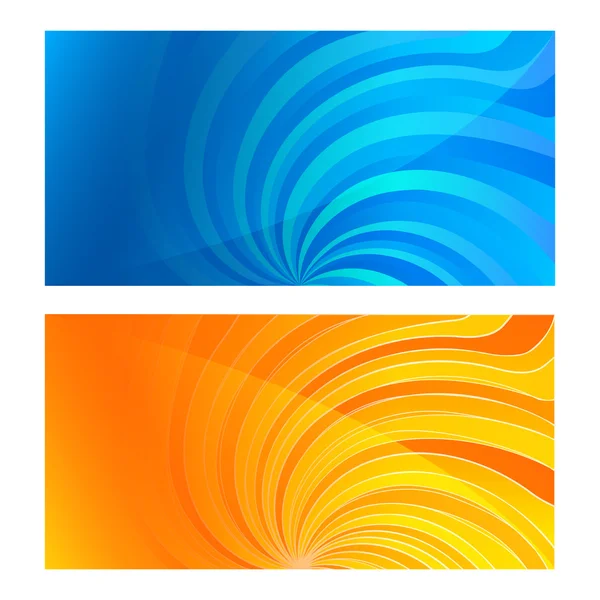 Business card set horizontal banner twist lines blue yellow back — Stockvector