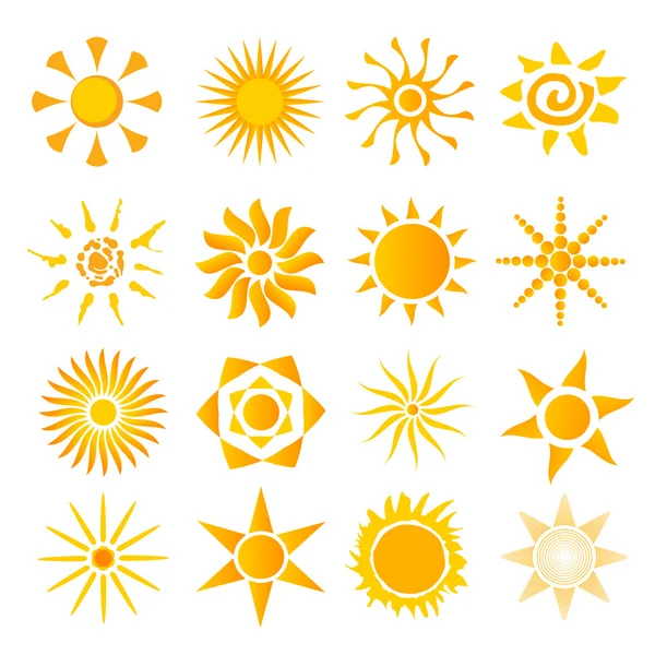 Set of icons picture hot summer solndtse — Stock Vector