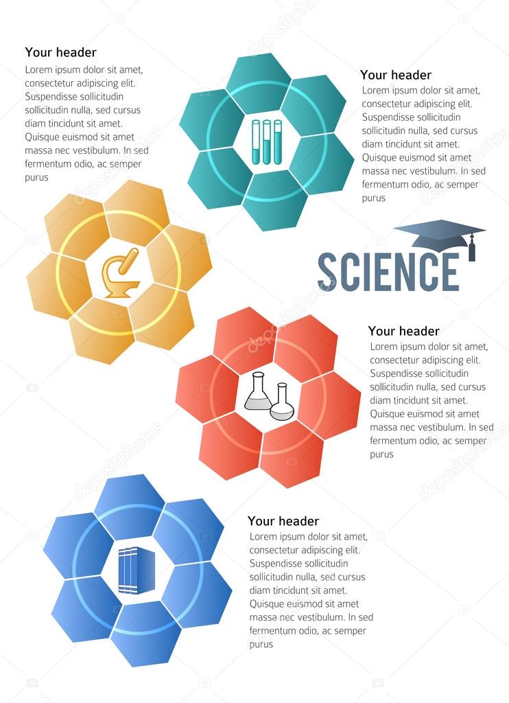 Techno Flower brochure template concept of science