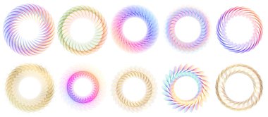 Soyut tasarım, dekoratif kompozisyonlar, dairesel desenler ve modern teknolojik görseller için renkli eğimli spiral çerçeve. Posterler, logolar, etiketler, UI aksanları, hareket grafikleri ve dinamik yerleşimler için harika