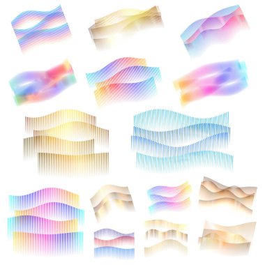 İnce dikey çizgiler ve düzgün eğimlerden oluşan soyut renkli dalgalı çizgi elementlerinin toplanması. Modern arka planlar, veri akışı görselleri, teknoloji tasarımı, ses dalgaları, posterler ve dijital kompozisyonlar için mükemmel
