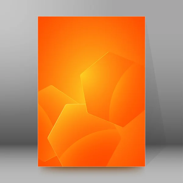 Hexágono naranja fondo folleto cubierta página diseño — Vector de stock