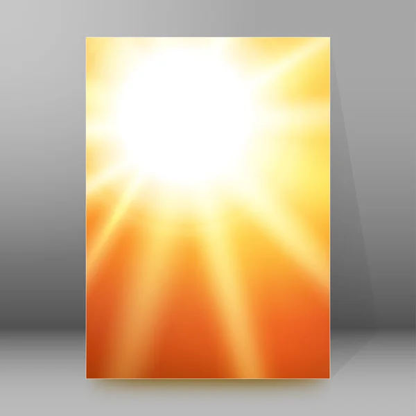 Hot sun rays background brochure cover page layout — Stockvector