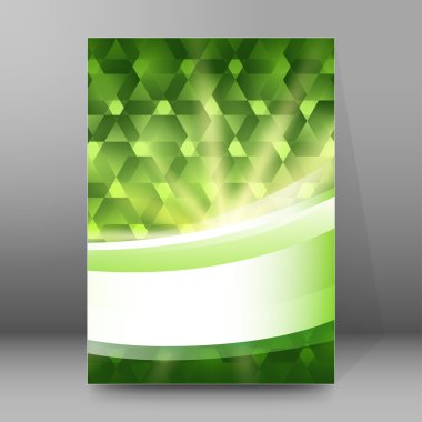 Green light shapes cover page brochure background