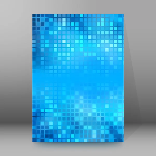 Blaue Mosaik-Quadrate Titelseite Broschüre Hintergrund — Stockvektor