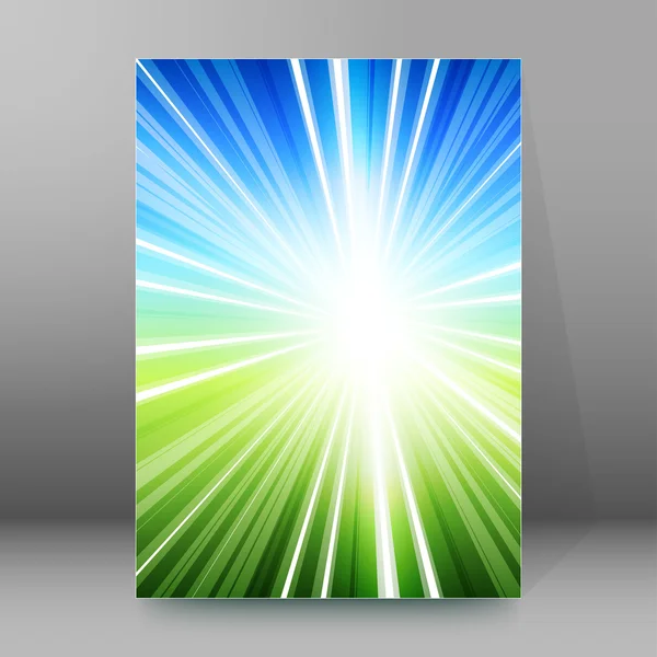 Blue green rays background brochure cover page — Stockový vektor