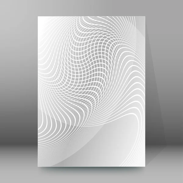 Líneas curvas grises cruzan portada folleto fondo — Vector de stock