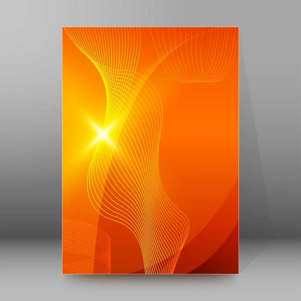 Line curved cover page booklet orange background — Stock Vector