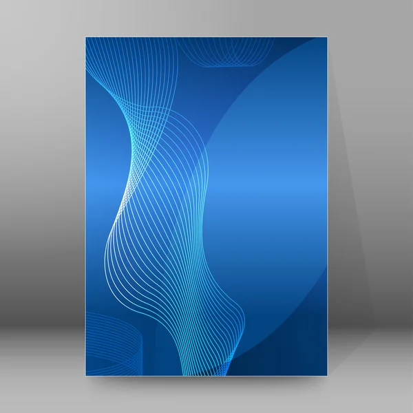 Line curved cover page brochure blue background — Stok Vektör