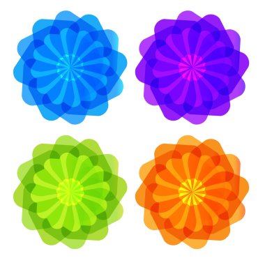 aromatherapy massage set of icons logo flower on white